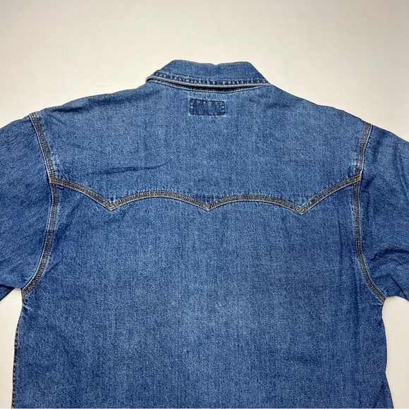 TopFit Rend-Top Retail Dept Blue Jean Denim Long Sleeve Shirt Men’s Size Medium - Picture 5 of 7